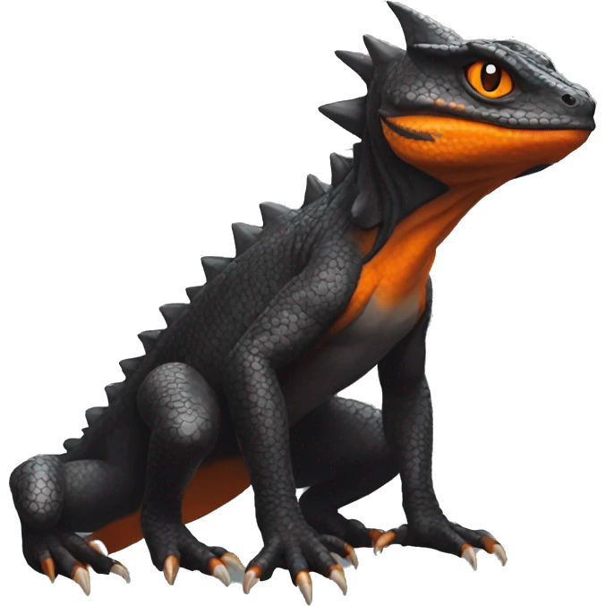 cool edgy black and orange Dark-type nargacuga lizard Pokémon full body emoji