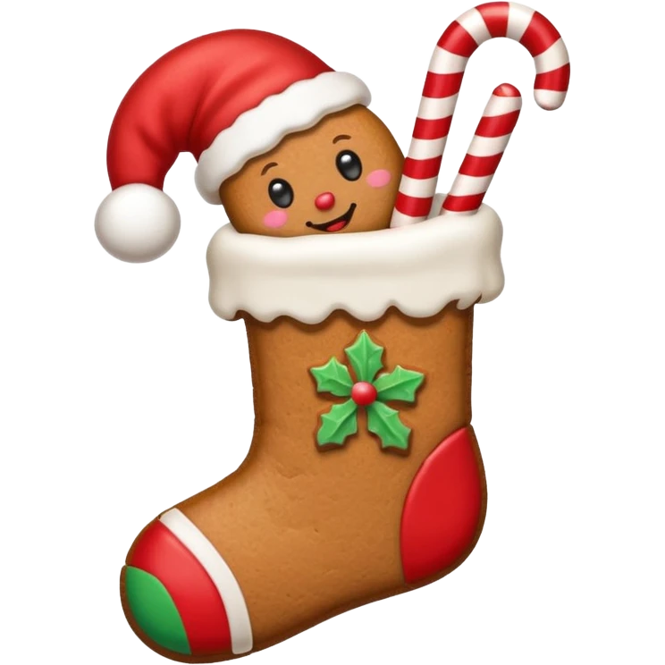 gingerbread cookie in chritmast sock shape emoji