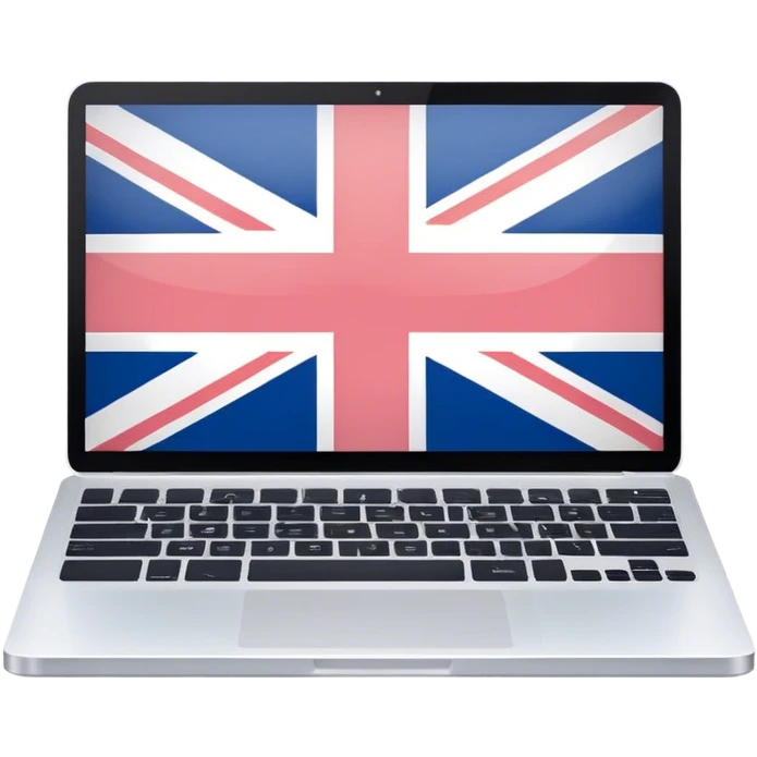 pastel laptop on the screen British flag emoji
