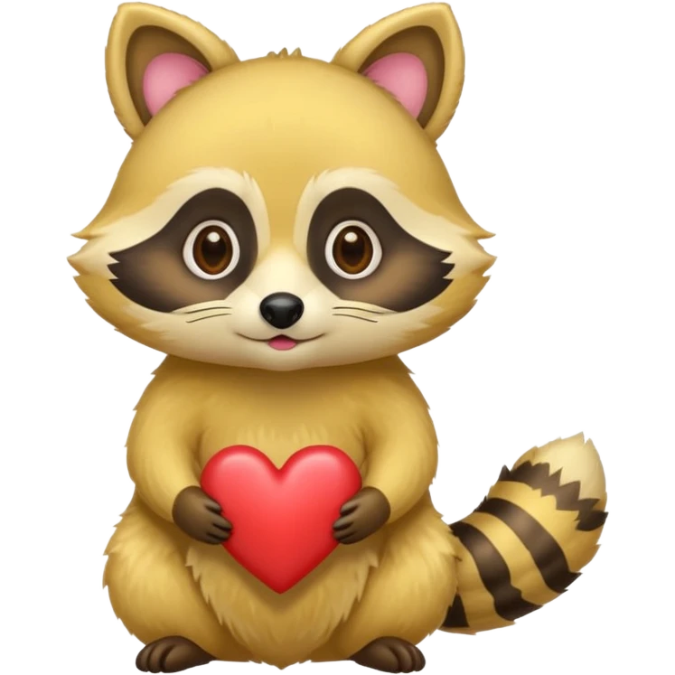 A yellow raccoon with heart-shaped eyes emoji