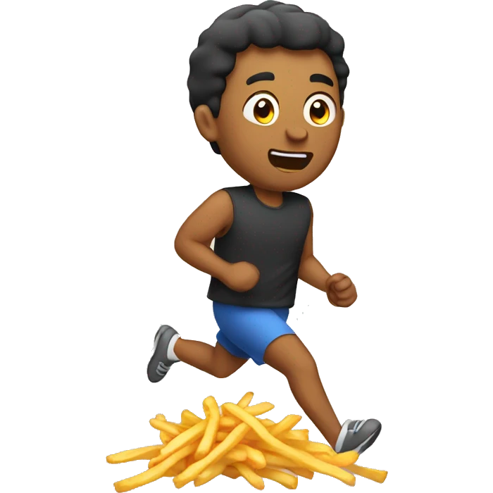 men eating french fries while running emoji