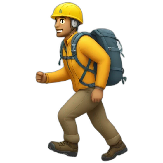 escalador de montaña caminando  emoji