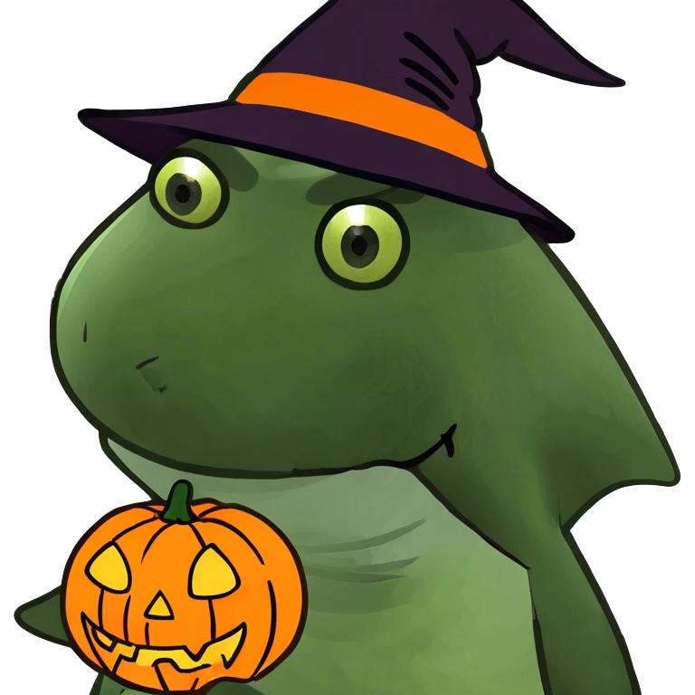 Shark with jack-o’-lantern head emoji