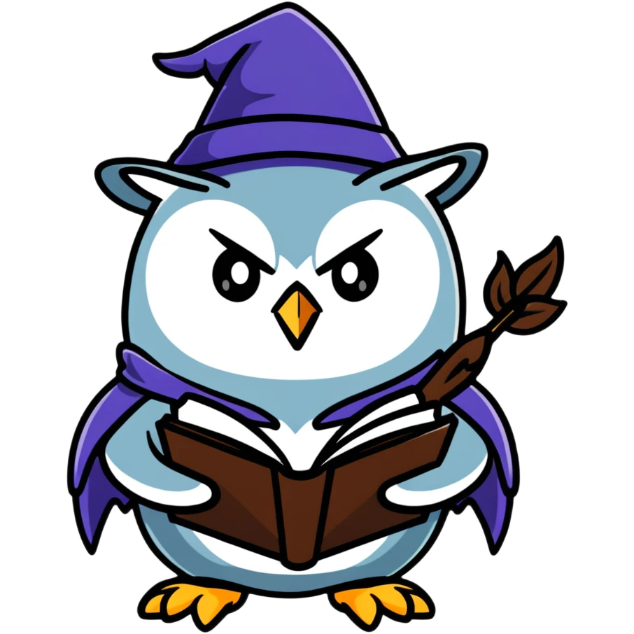 owl wizard with spell book emoji