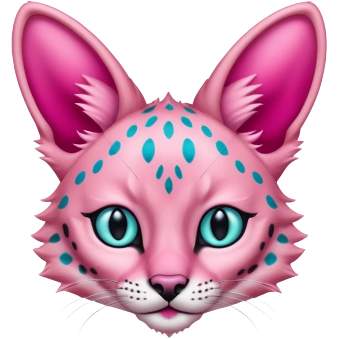 Pink Magenta Pastel-Rose Serval with cyan eyes  emoji