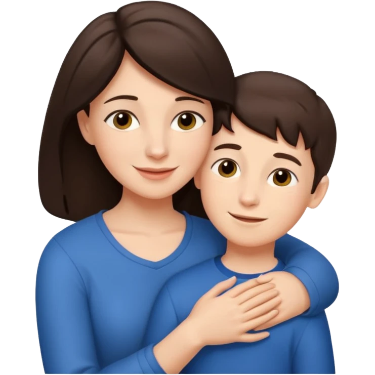 Matka brunetka se raduje se svým dvanáctiletým synem emoji