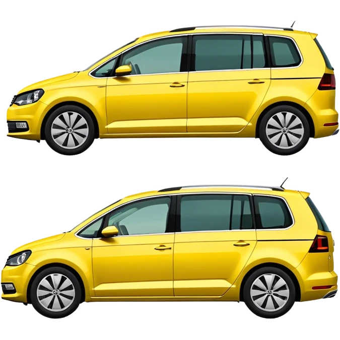 Yellow VW Touran family car from side view emoji