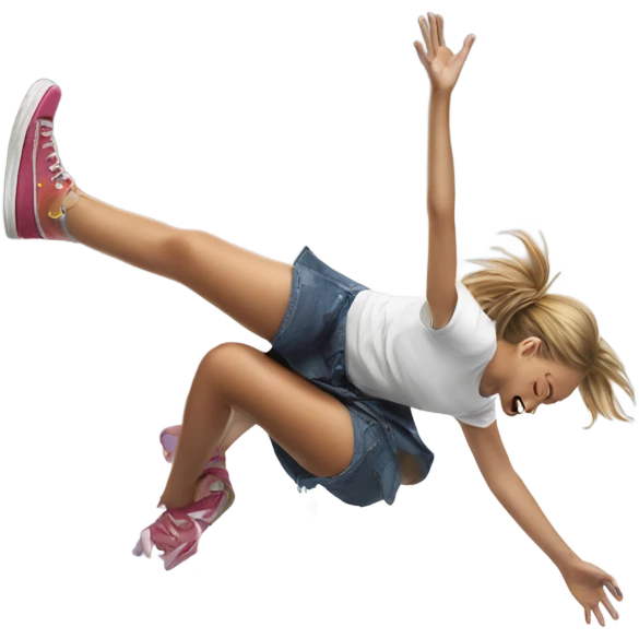 girl falling on puddle of paint on legs are white emoji