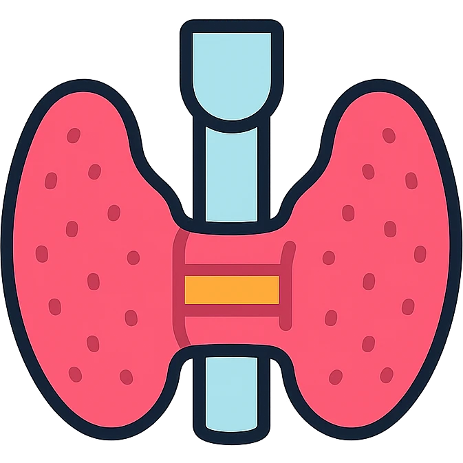 clear, colorful icon of the thyroid gland, anatomical, color outline style emoji