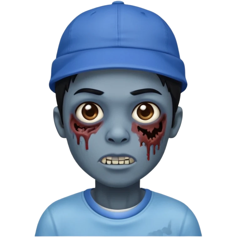 zombiede cabelo preto e boné azul emoji