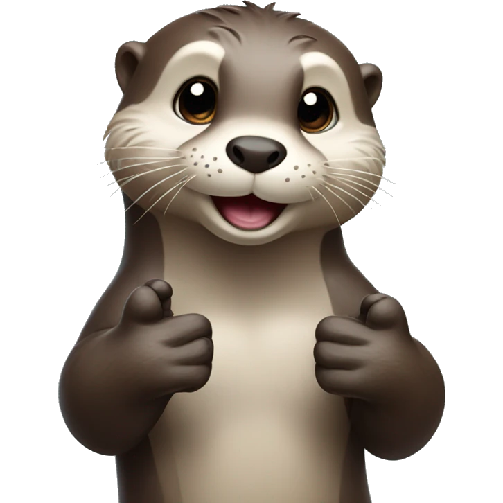  Cute otter holding two fingers up emoji