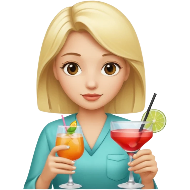 blonde girl with cocktail emoji