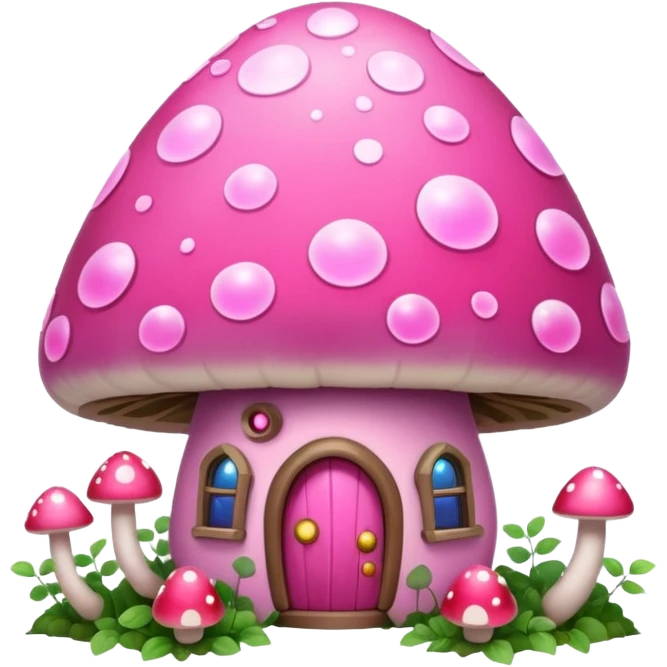Pink girly Galaxy mushroom house covered in vines emoji
