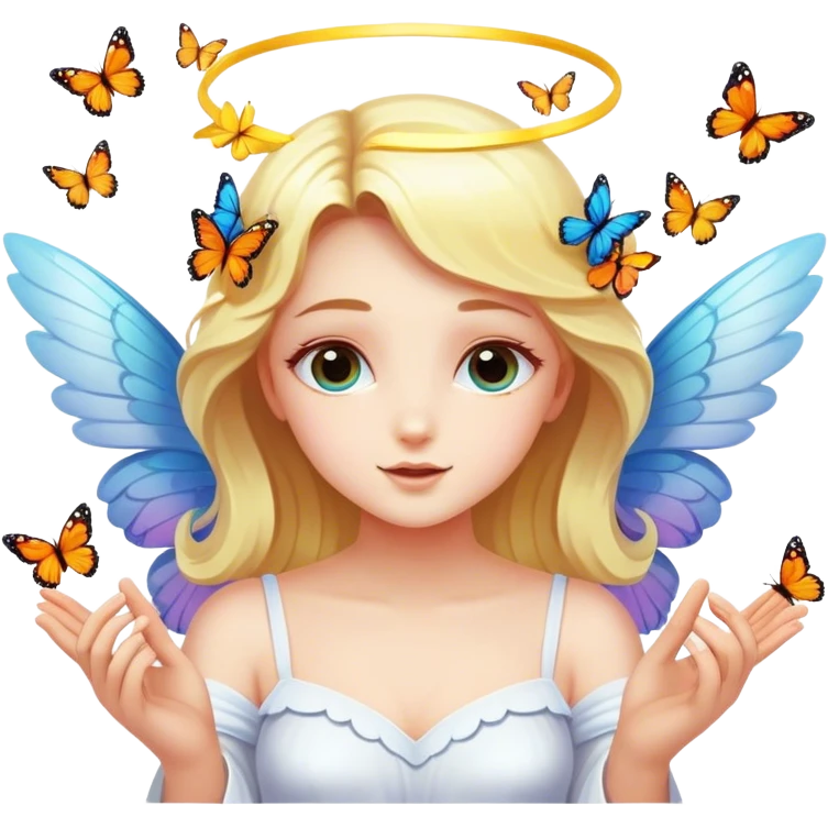Angel playing with butterflies emoji