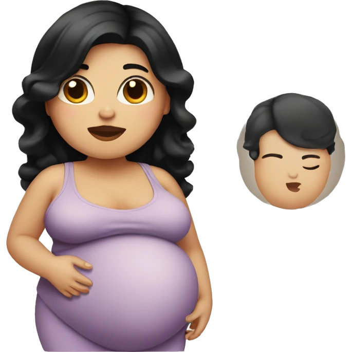 Chubby pregnant woman with black hair emoji