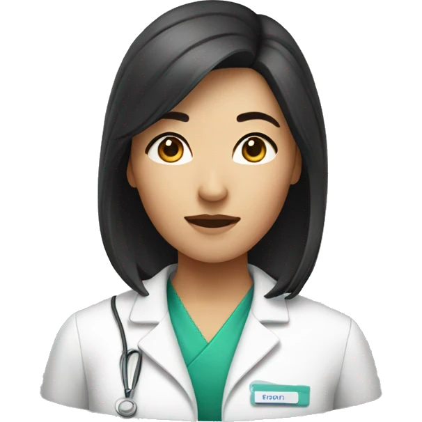 Medium hair Asian woman pharmacist emoji