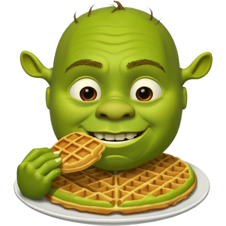 Shrek eating waffles emoji