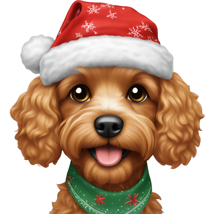 Cavapoo dog with Christmas bandana  emoji
