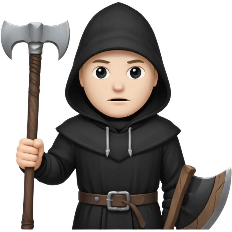 an executioner with a black hood so we can't see his face and an axe in his hand emoji