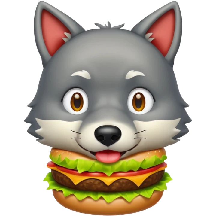 создай emoji волка пожирающего гамбургер emoji