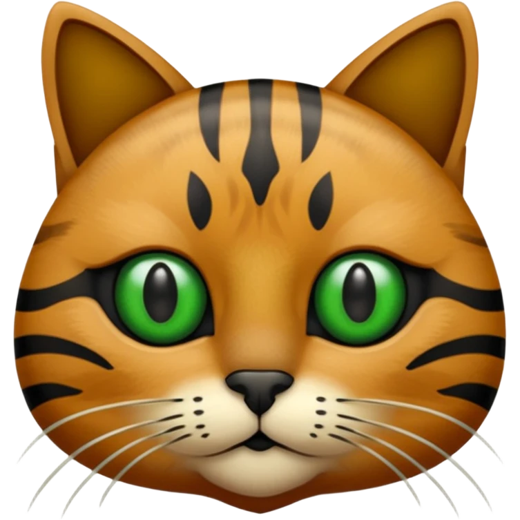 een bruine kat met zwarte strepen en groene ogen emoji