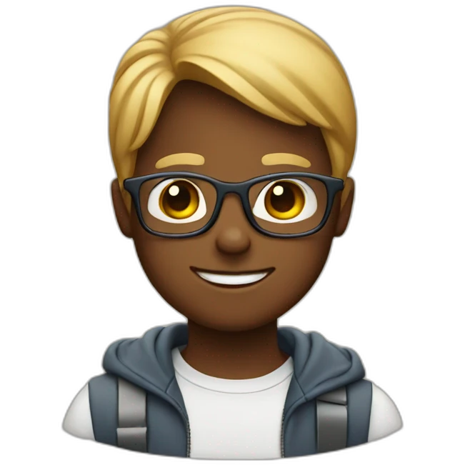 A boy with glasses on an iPhone 11 emoji