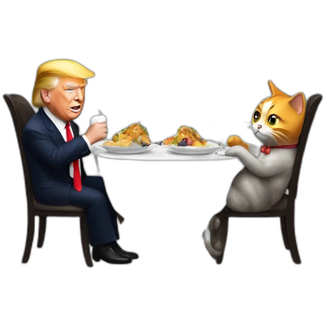 Trump and cat dining emoji
