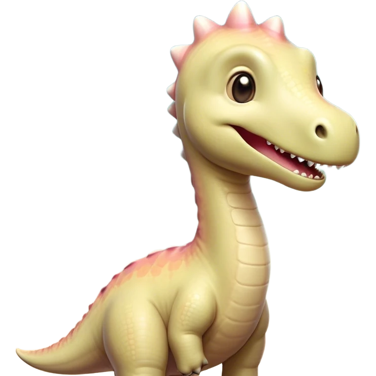 Cinematic Cute Brachiosaurus Portrait Emoji, Head tilted playfully with a warm, endearing smile, featuring a diminutive, almost whimsical head atop an impressively long neck and a sturdy, gentle body, adorned in soft, pastel earthy hues, Simplified yet irresistibly adorable features, highly detailed, glowing with a tender, inviting glow, high shine, affectionate and lively, stylized with a touch of prehistoric whimsy, soft glowing outline, capturing the essence of a playful Brachiosaurus that seems as if it could amble out of the screen into your arms! emoji
