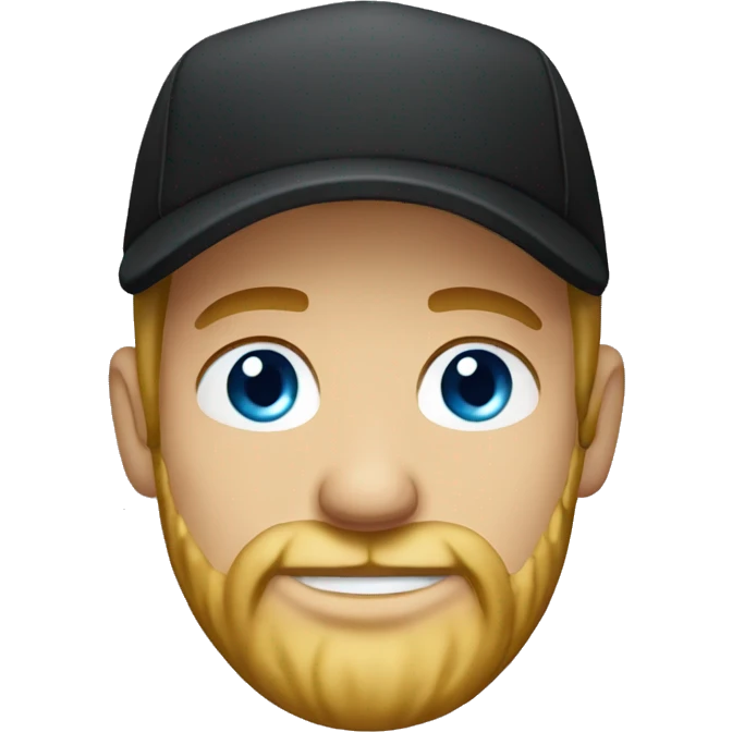 blue eyed man with blonde beard and black cap emoji