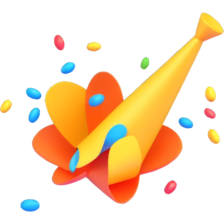 party popper emoji, 3D style emoji