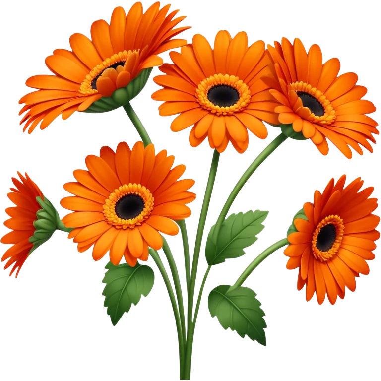 single Vibrant Orange Gerbera Daisy, straight stem emoji