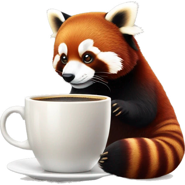 red panda qui fait une pause café emoji