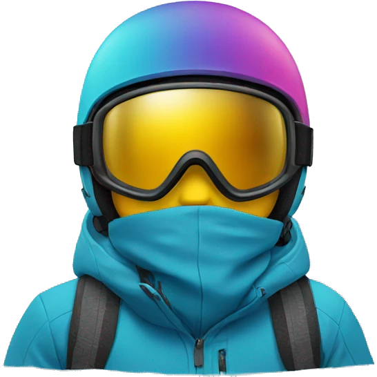 Snowboarder with helmet, just face emoji