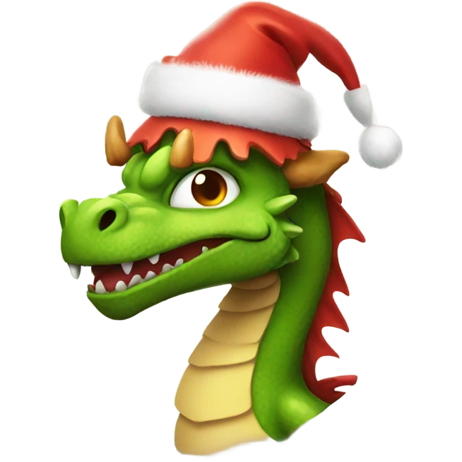 Dragon with Christmas hat emoji