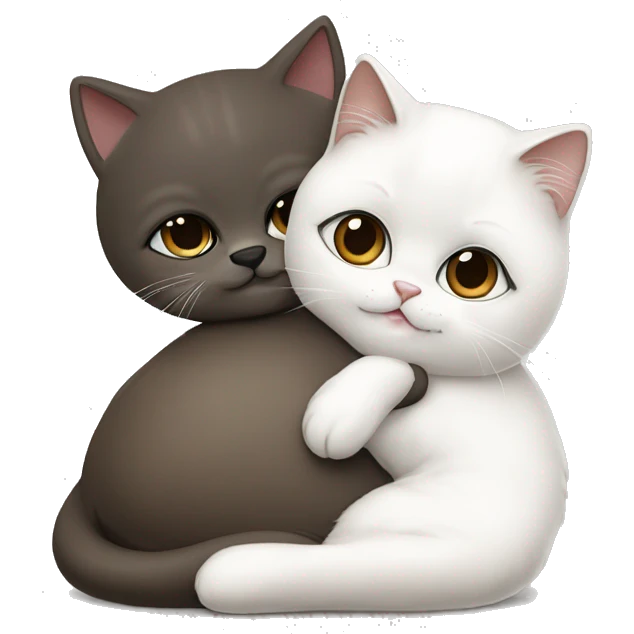 Dark brown hair girl snuggling seal point ragdoll cat and white Persian cat emoji