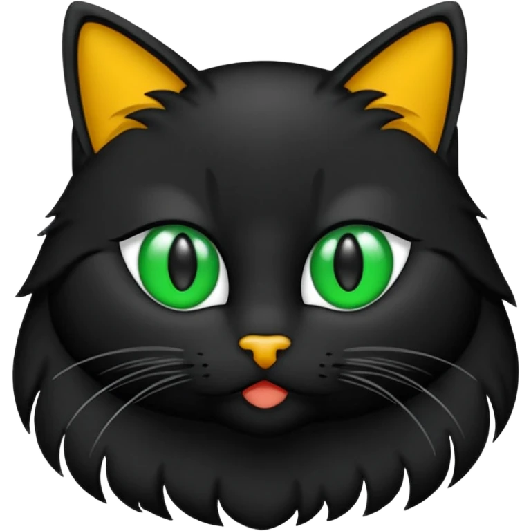 Bir siyah kedi gözleri yeşil ve oturuyor emoji