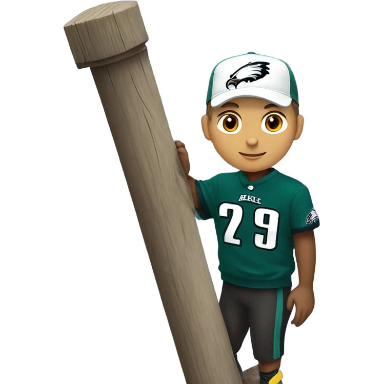 White male with brown eyes and is an eagles fan climbing up a pole emoji