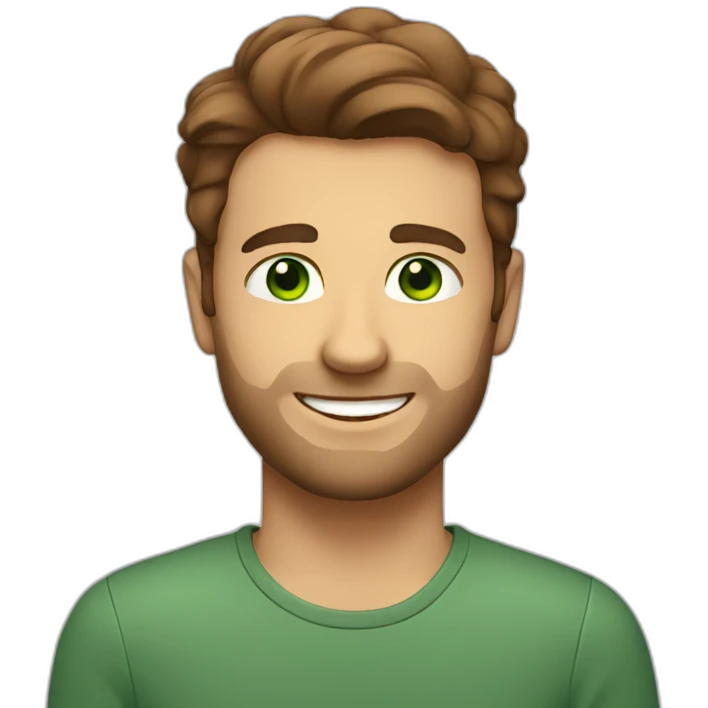 nice man with green eyes, brown hair, bear and smiling emoji