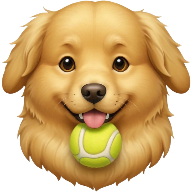 Dog with tennis ball in mouth emoji