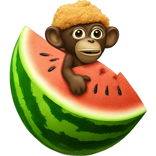 Watermelon monkey fried chicken emoji