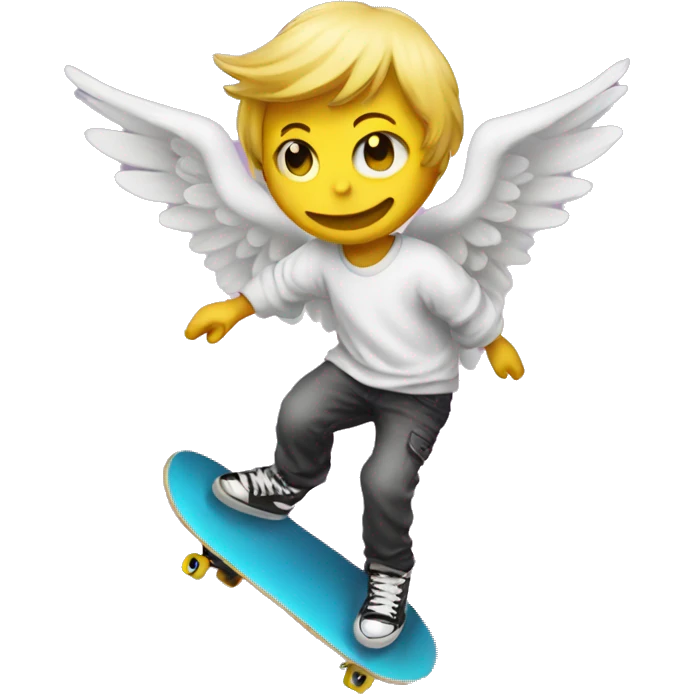 skateboard angel smiley emoji