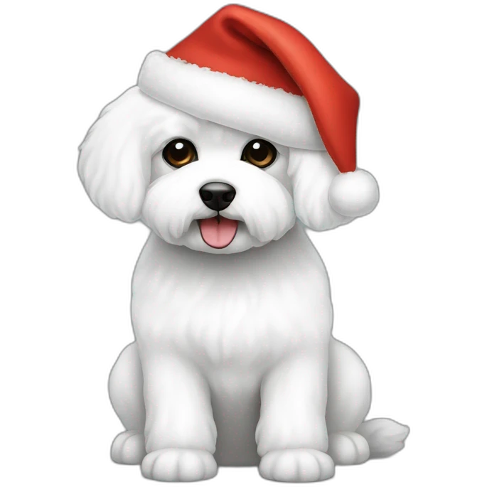 bichon dog-sitting-christmas hat emoji