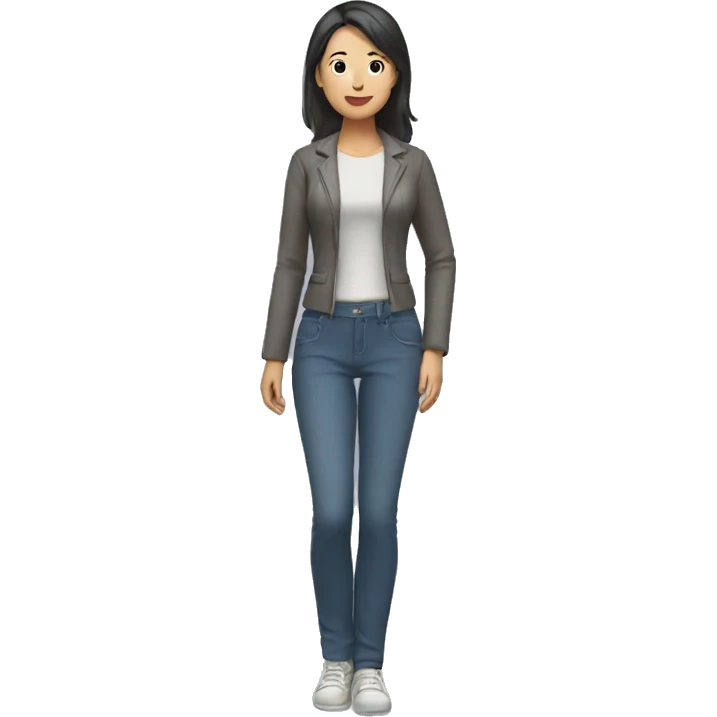 Asian woman (full body) (raising hand in air) emoji
