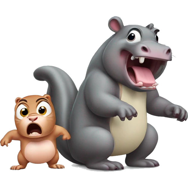 frightened squirrel over angry hippo emoji