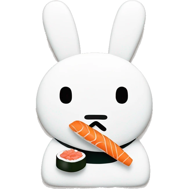 miffy with x mouth eating sushi emoji
