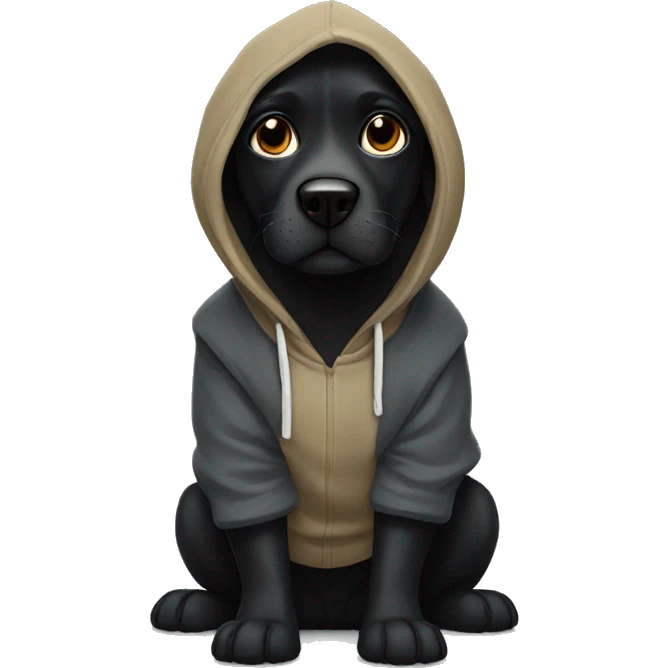 Black dog wearing a hoodie emoji