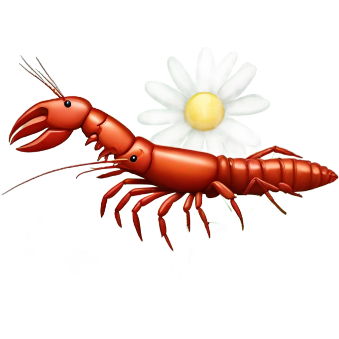 Crawfish and a daisy emoji