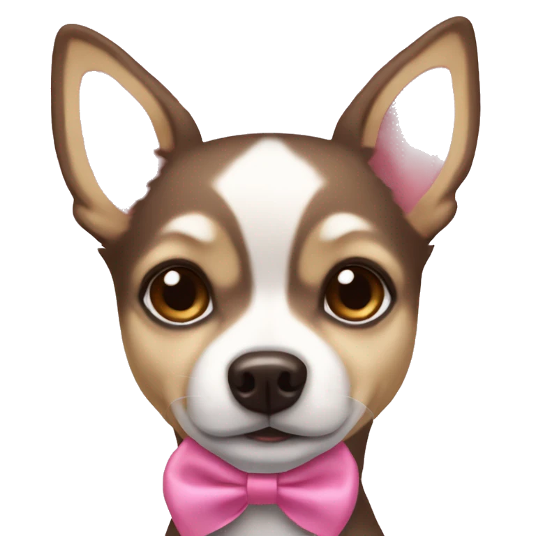 Chihuahua Husky brown with a pink bow emoji
