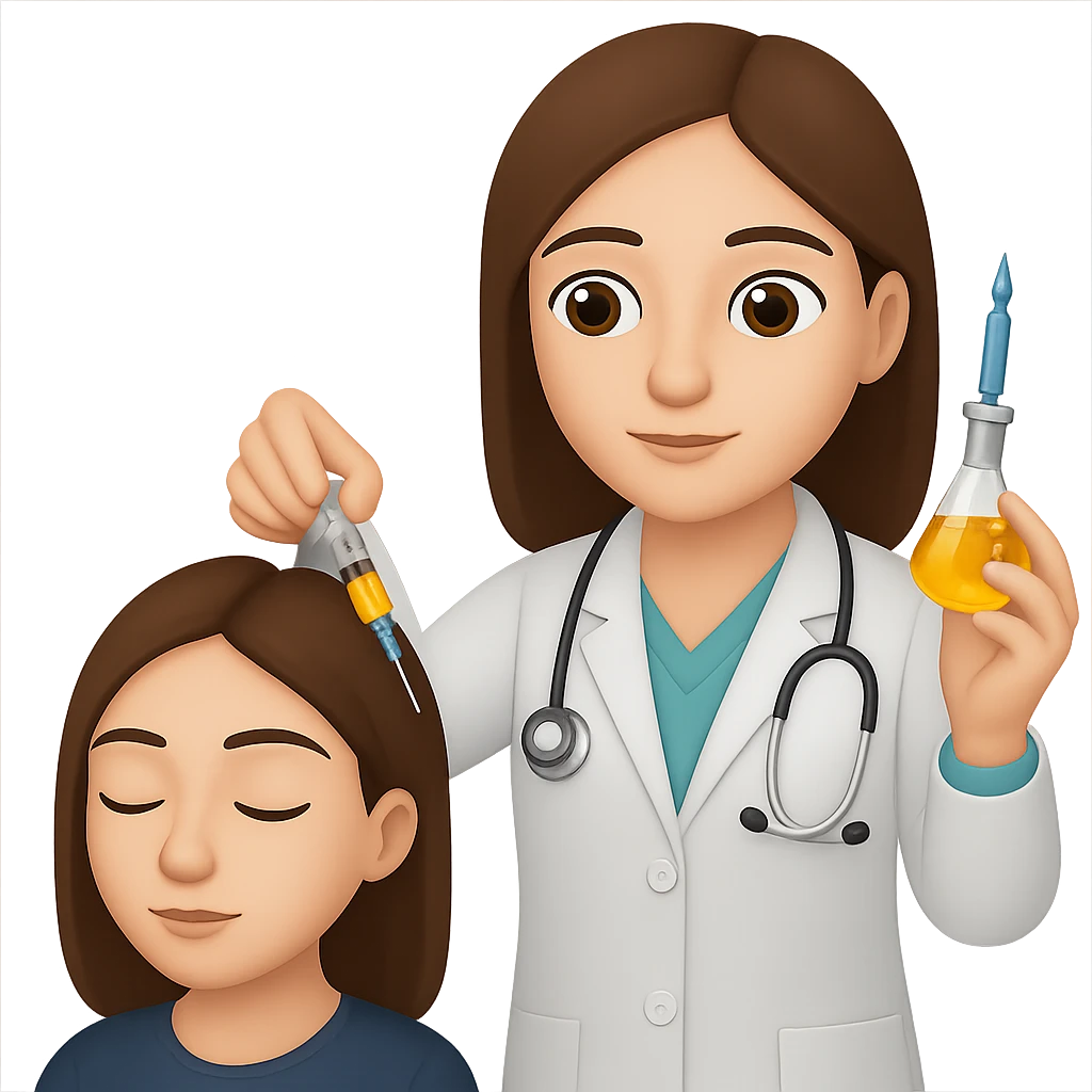 A female doctor who is doing PRP injections, add a patient emoji