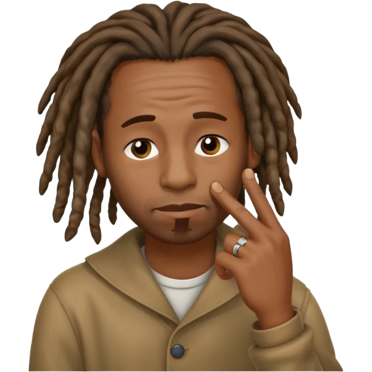 Black man with dreads wiping his nose perpendicular with index finger emoji